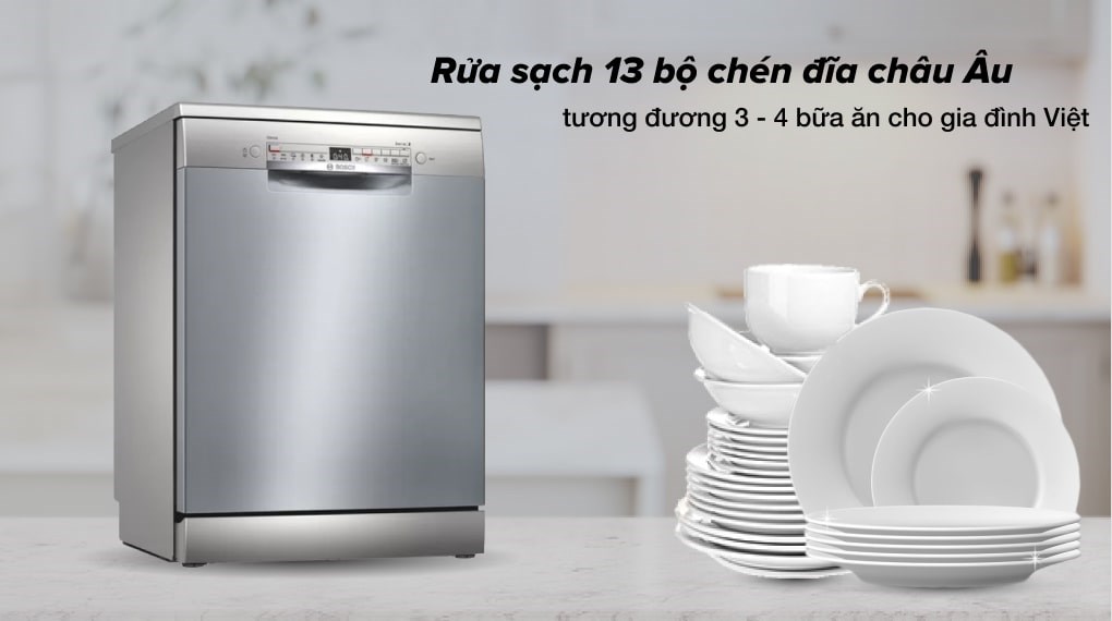 Máy rửa chén bát độc lập Bosch SMS2HAI12E (Series 2) - 13 bộ chén đĩa - 6 chương trình rửa - Hàng Chính Hãng