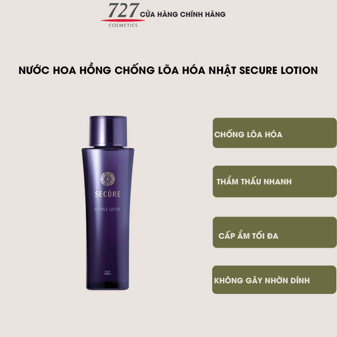 Nước hoa hồng Nhật Bản cấp ẩm,mang lại làn da căng bóng,giảm nếp nhăn trên da 727 Secure Wrinkle Lotion 160ml