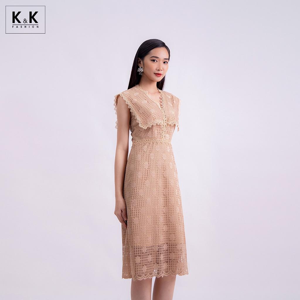 Đầm Ren Chữ A Cổ Sen K&amp;K Fashion KK130-34 Chất Liệu Ren Hàn