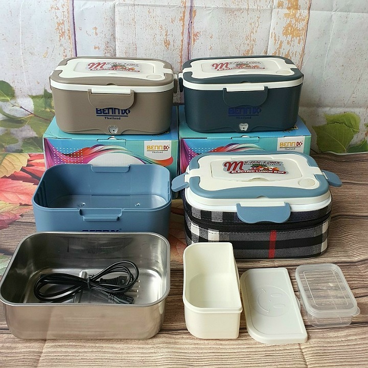 Hộp cơm cắm điện văn phòng BENNIX, Hộp ủ cơm Thái Lan, vật liệu nhựa PP nguyên sinh + Inox 304, Bảo hành 24 tháng hàng chính hãng