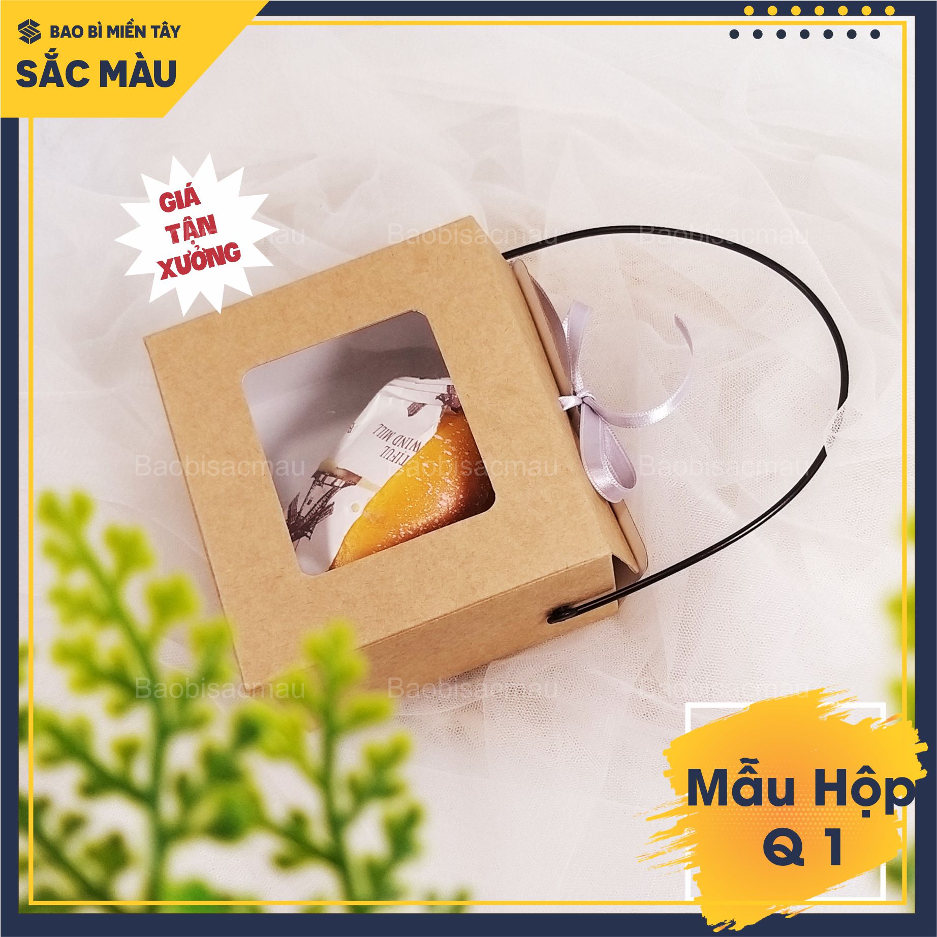 Combo 5 Hộp giấy kraft mini có quai xách - hộp đựng quà tặng trái cây, thực phẩm, đựng hũ yến chưng, quà lưu niệm..