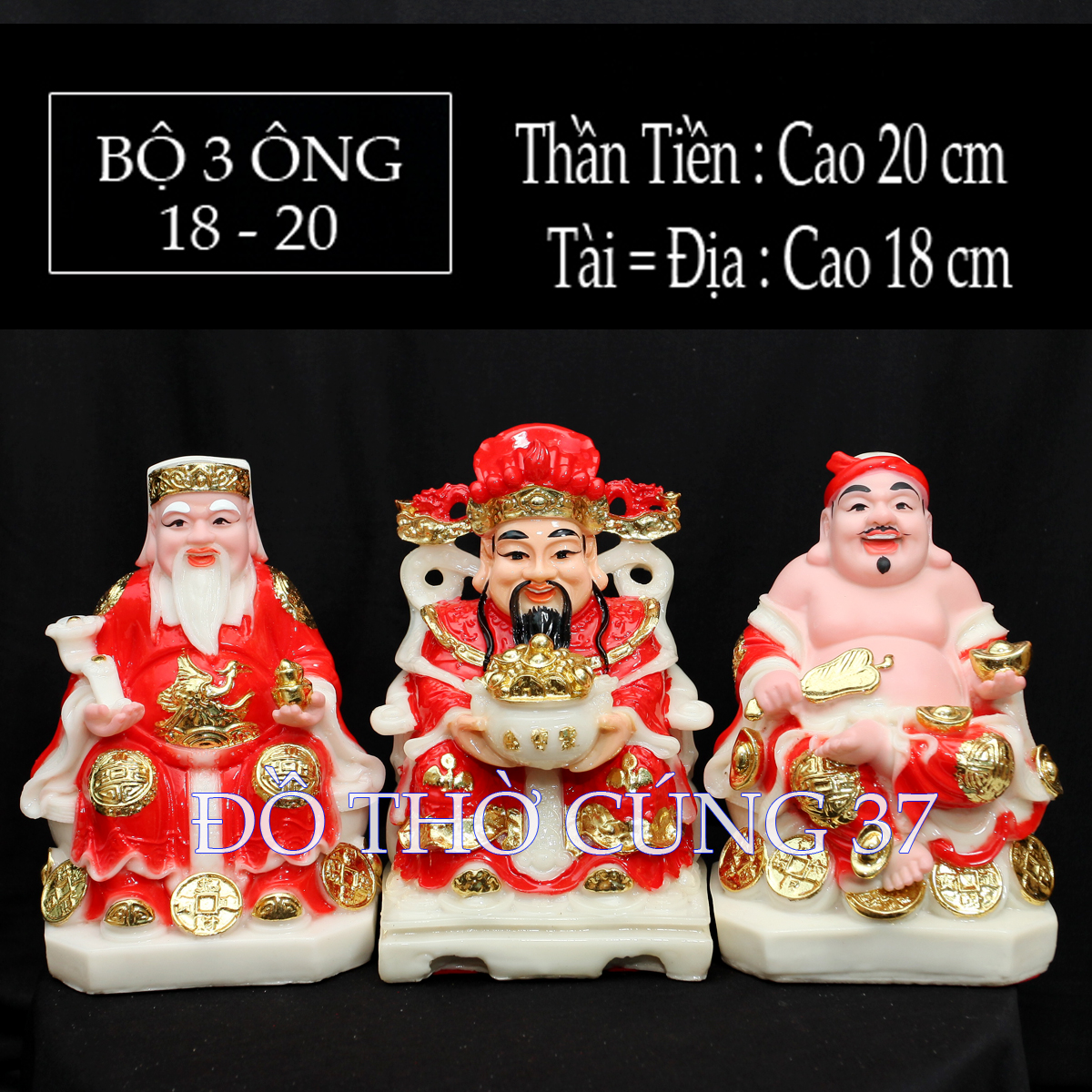 [ BỘ 3 ÔNG ÁO ĐỎ ] THẦN TÀI +THỔ ĐỊA +THẦN TIỀN [ COMPOSITE + BỘT ĐÁ