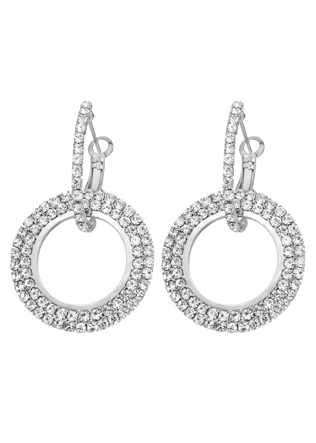 Bông tai tròn đính đá zircon lấp lánh