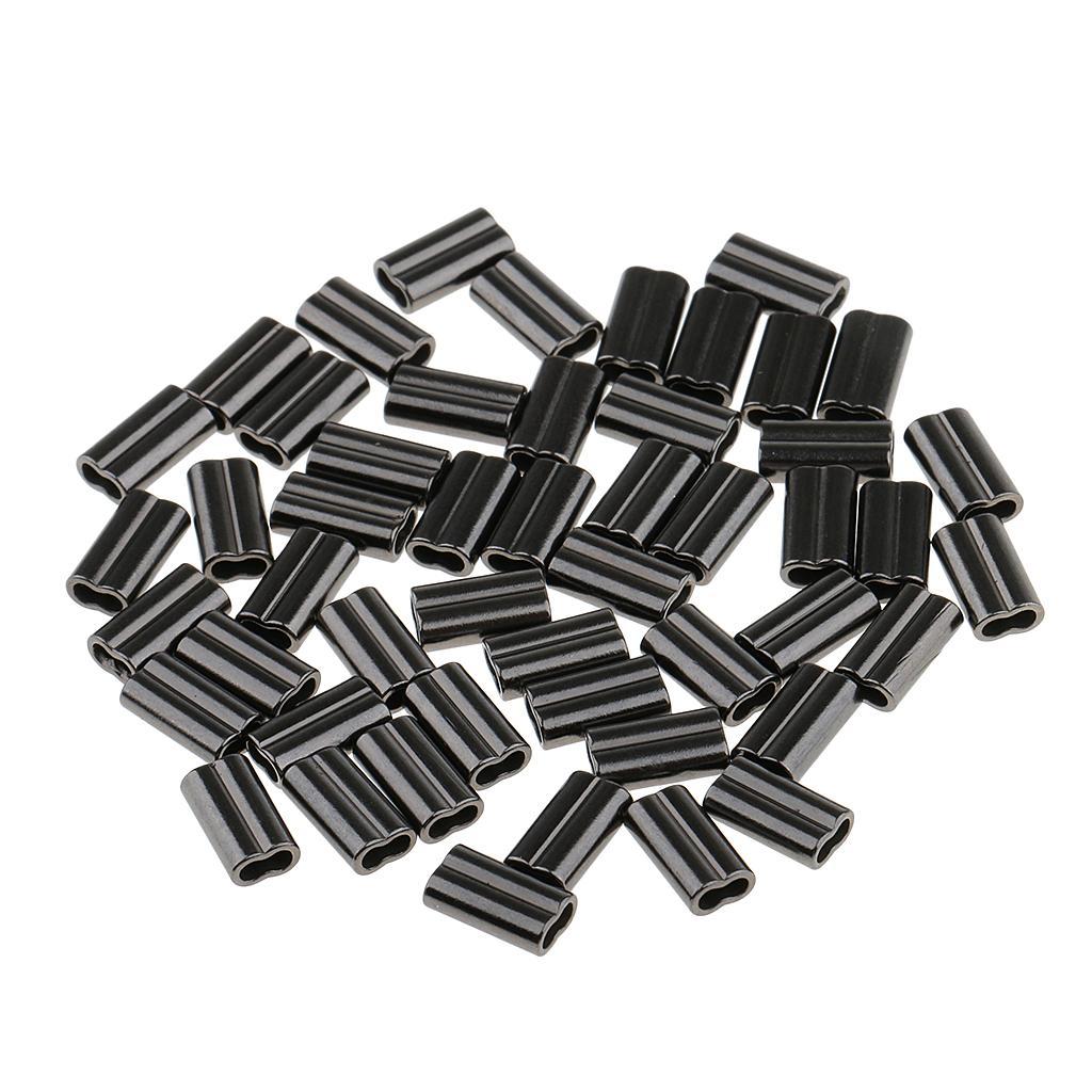 50 x Mini Copper High Strength Double Barrel Crimp Sleeves Tube Fiish Connector Kit Sizes 0.8m0.8mm-2mmm/1mm/1.2mm/1.5mm/1.7mm/2mm Bore
