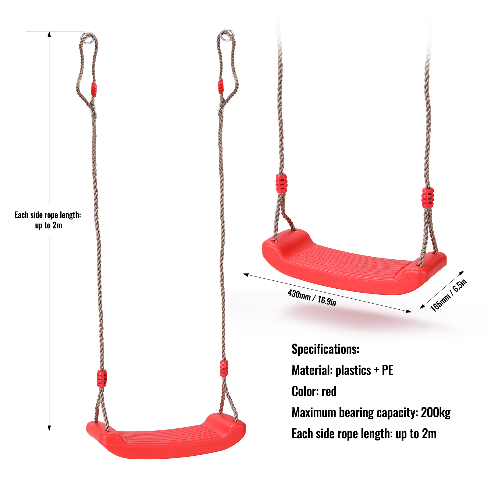 Bộ xích đu bằng nhựa có thể điều chỉnh ngoài trời dành cho trẻ em