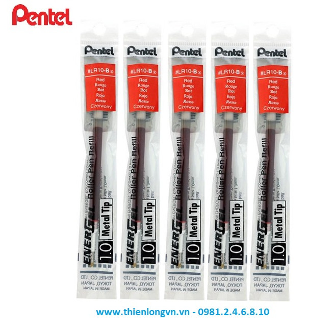 Combo 5 Ruột bút nước energel Pentel LR10 màu đỏ 1.0 mm