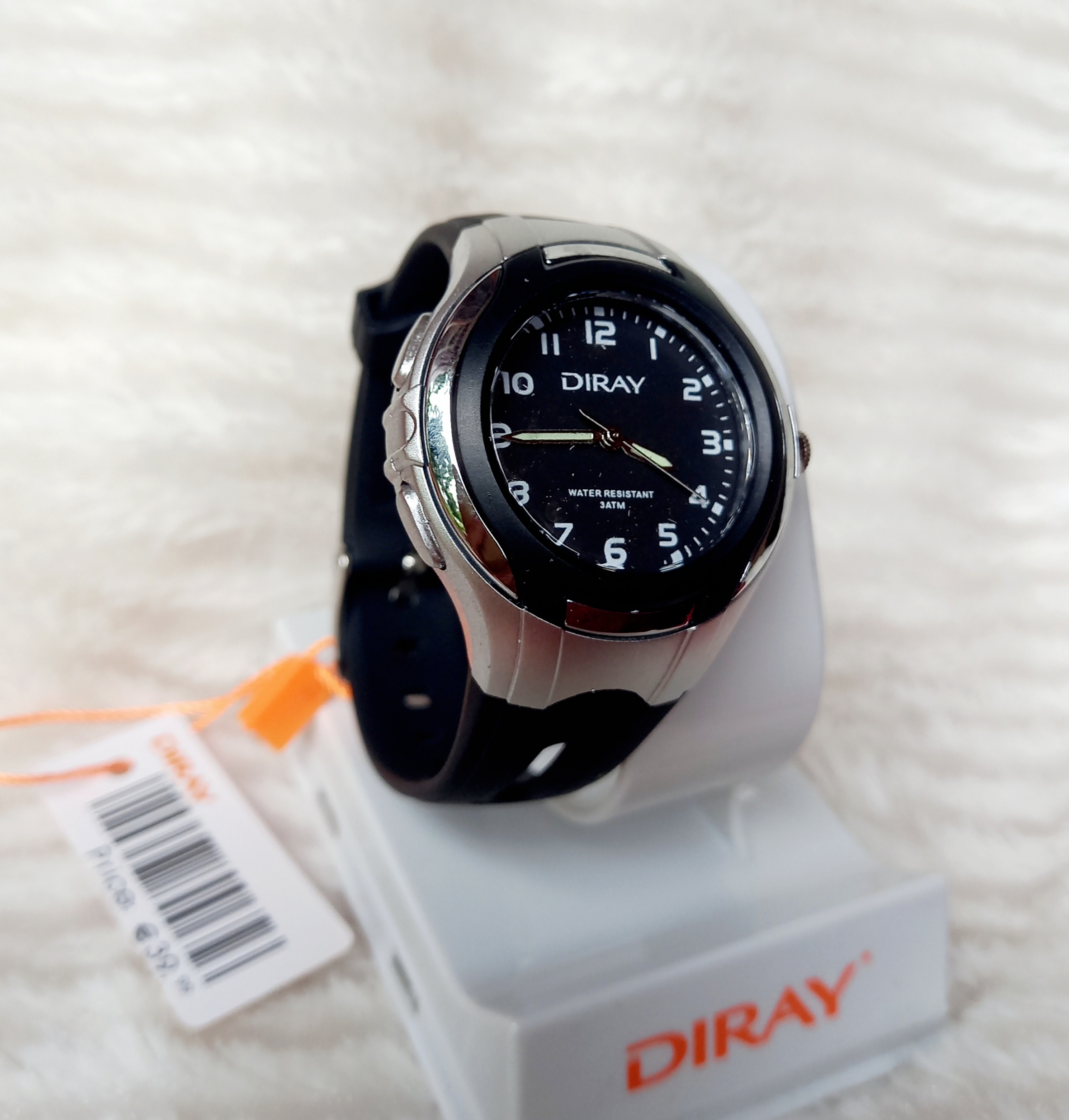 Đồng hồ trẻ em Diray chạy kim hàng chí.nh hãng chống nước, quai silicon màu đen