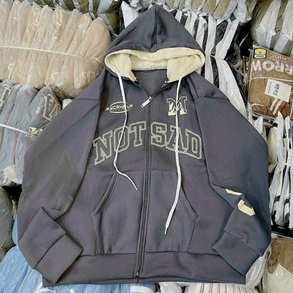 Áo Hoodie Nỉ Ngoại 2 Nón NOT SAD - Áo Khoác Nỉ nam nữ Unisex