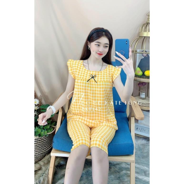 Sale Sập SànĐồ Bộ Quần Lửng, Đồ Ngủ Dọc Caro, Đồ Bộ Mặc Nhà Kate Cao Cấp Hàng Loại 1 Mềm Mại Thấm Hút Mồ Hôi 58ky M0042