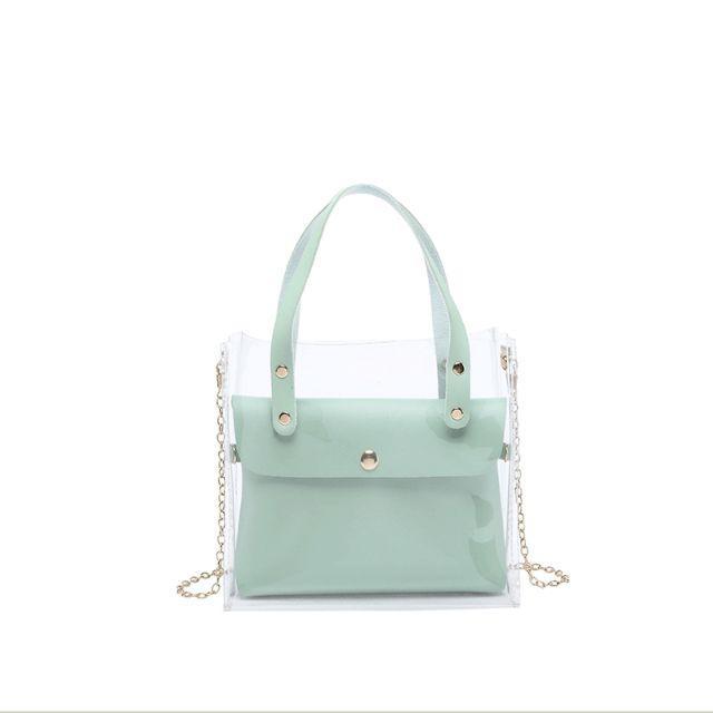 Túi Ví Nữ Mini Màu Pastel Nhựa Trong Phối Ví