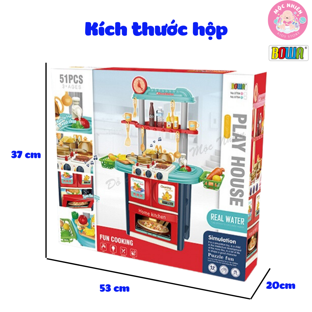 Đồ Chơi Nhập Vai Đầu Bếp BOWA 8764AB -Bộ Nhà Bếp 51 Chi Tiết, Có Đèn, Nhạc - Dành Cho Bé Từ 3 Tuổi