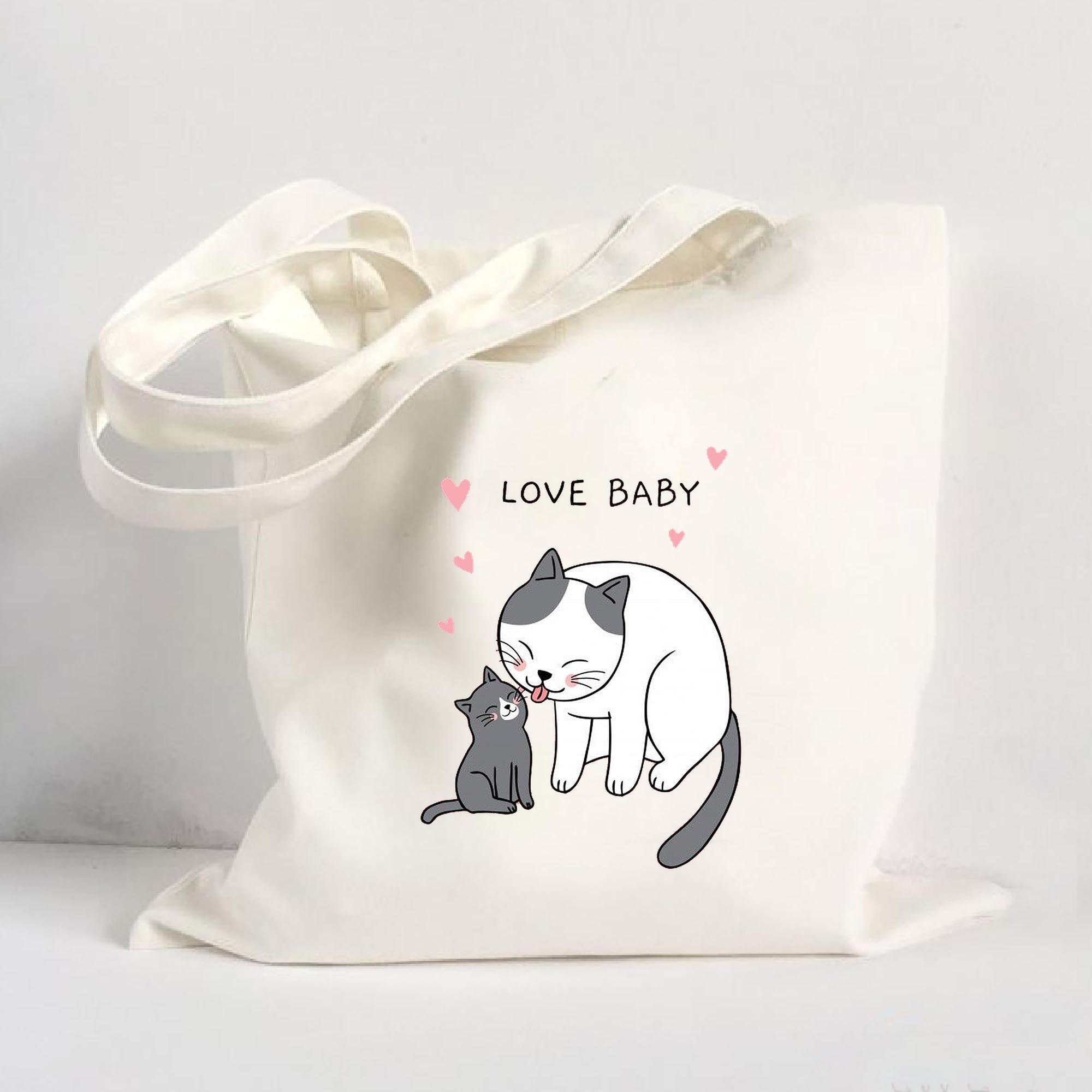 Túi vải đeo vai Tote Bag in hình Love baby - Màu trắng - MS ABXDANH002