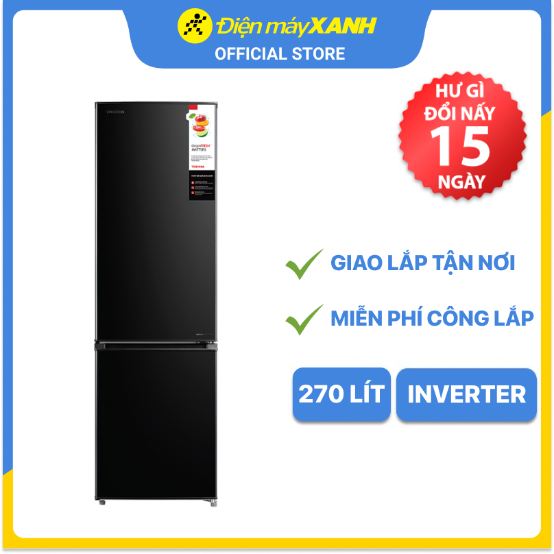 Tủ lạnh Toshiba Inverter 270 lít GR-RB350WE-PMV(30)-BS - Hàng chính hãng - Giao toàn quốc