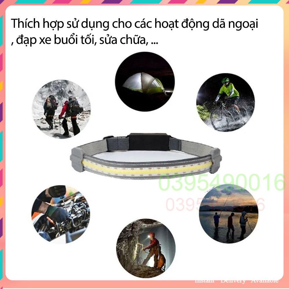 Đèn pin led COB đội đầu siêu sáng, đa năng, 3 chế độ chiếu sáng 100.000 giờ thiết kế độc đáo, để cắm trại, đi bộ câu cá.