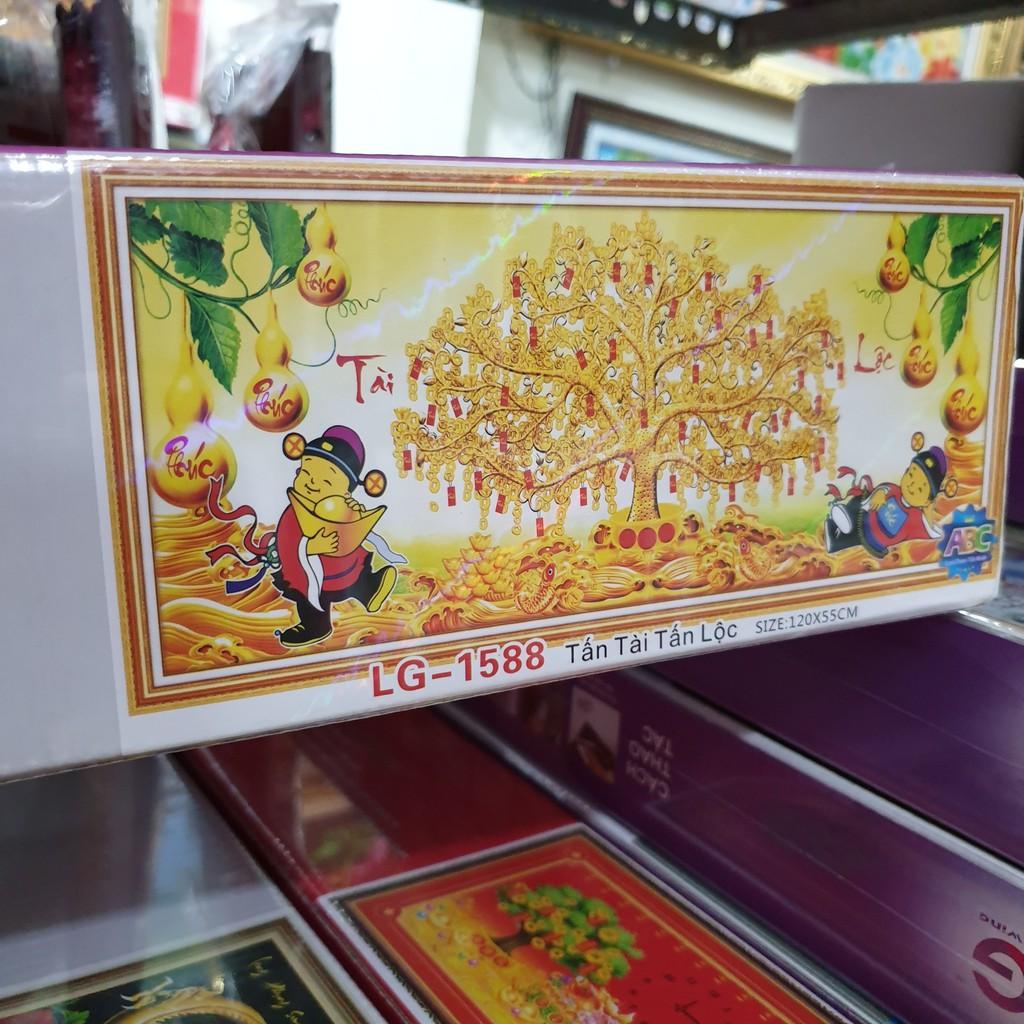 Tranh Đính Đá CÂY TIỀN TẤN TÀI TẤN LỘC . Kích Thước: 1m2 x 50cm