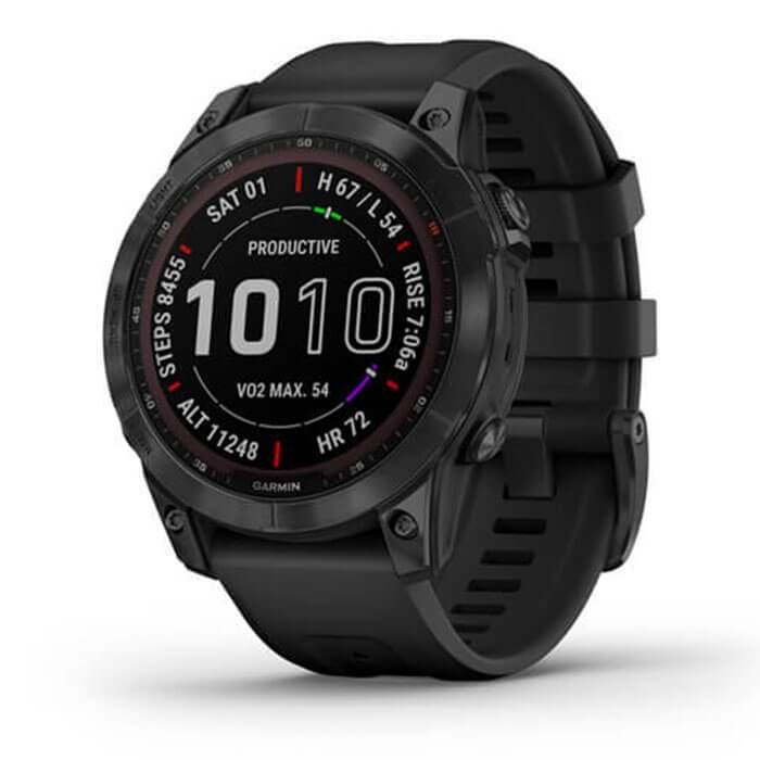 Đồng Hồ Thông Minh Garmin Fenix 7 Sapphire Solar Black DLC Titanium with Black Band - Hàng Chính Hãng