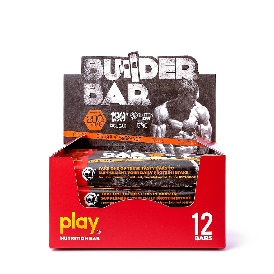 Hộp 12 Thanh Protein Builder PLAY Vị Cam Chocolate