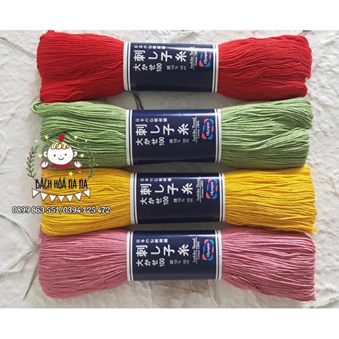 Chỉ Thêu SỢI BÔNG NHẬT BẢN Bó gồm 40 sợi Thêu tay trang trí, CHỈ CAO CẤP Bách hóa Na na Handmade DIY Shop