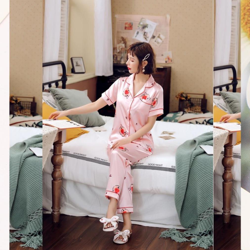 Đồ Bộ Pijama nữ đẹp, Đồ Ngủ Pijama dài - Sợi Lụa Satin Cao Cấp Mềm, Mịn - Siêu Dễ Thương B58