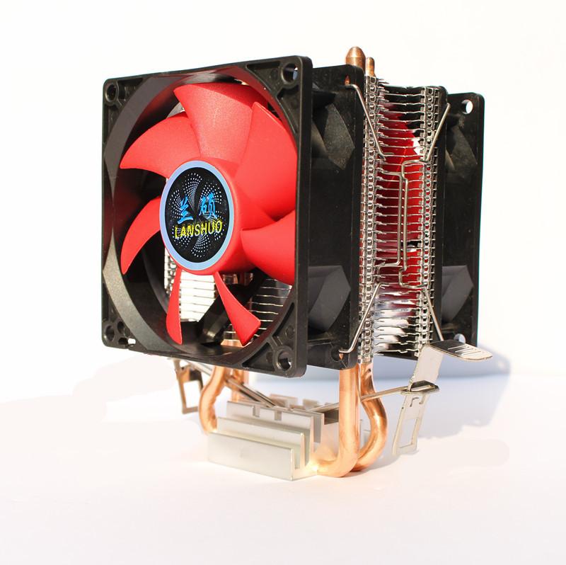 Khuyến Mãi Lanshuo 2 Ống Dẫn Nhiệt Quạt Kép Quạt Làm Mát CPU Ống Đồng Kép Tản Nhiệt Mạnh Đa Nền Tảng Máy Tính Chủ Tản Nhiệt