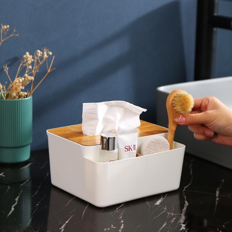 Hộp đựng giấy ăn mặt gỗ có chỗ để đồ tiện lợi ❖hộp khăn giấy mặt gỗ❖