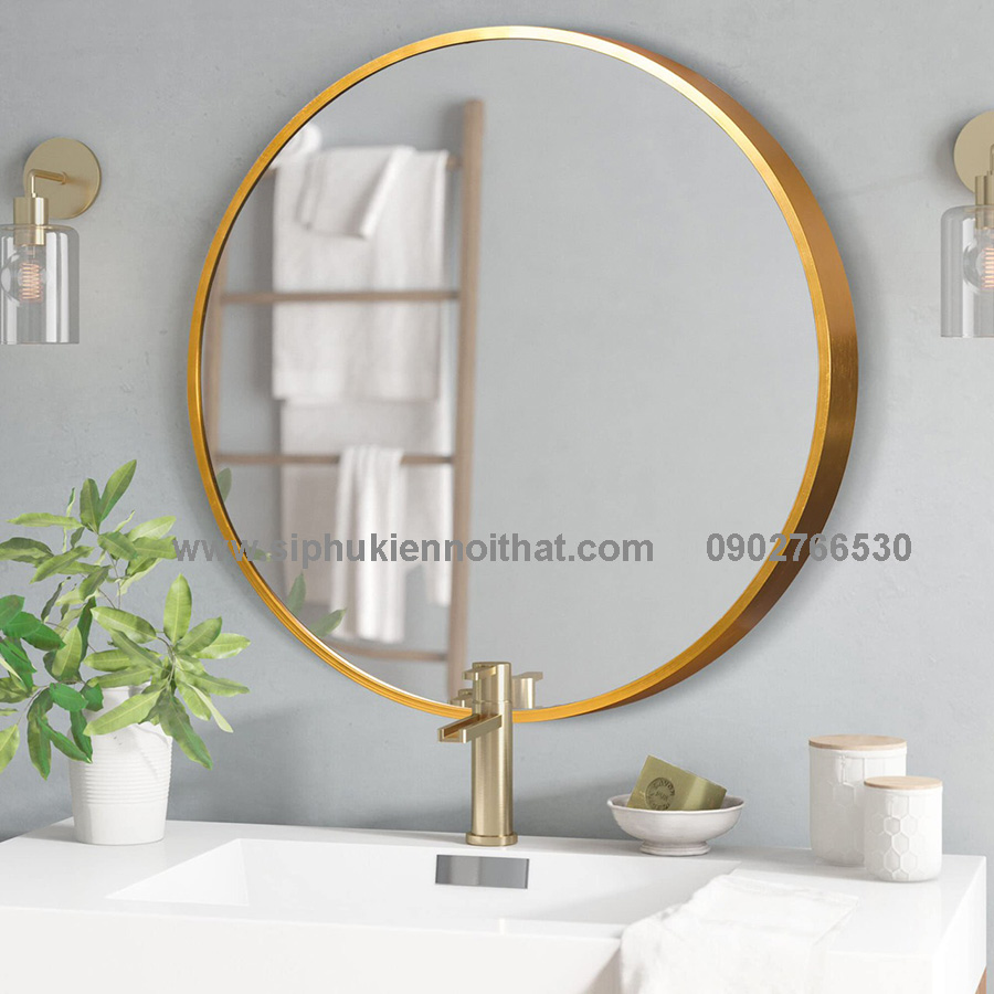 Gương Tròn Khung Nhôm Mạ Màu Vàng Đồng TT-070