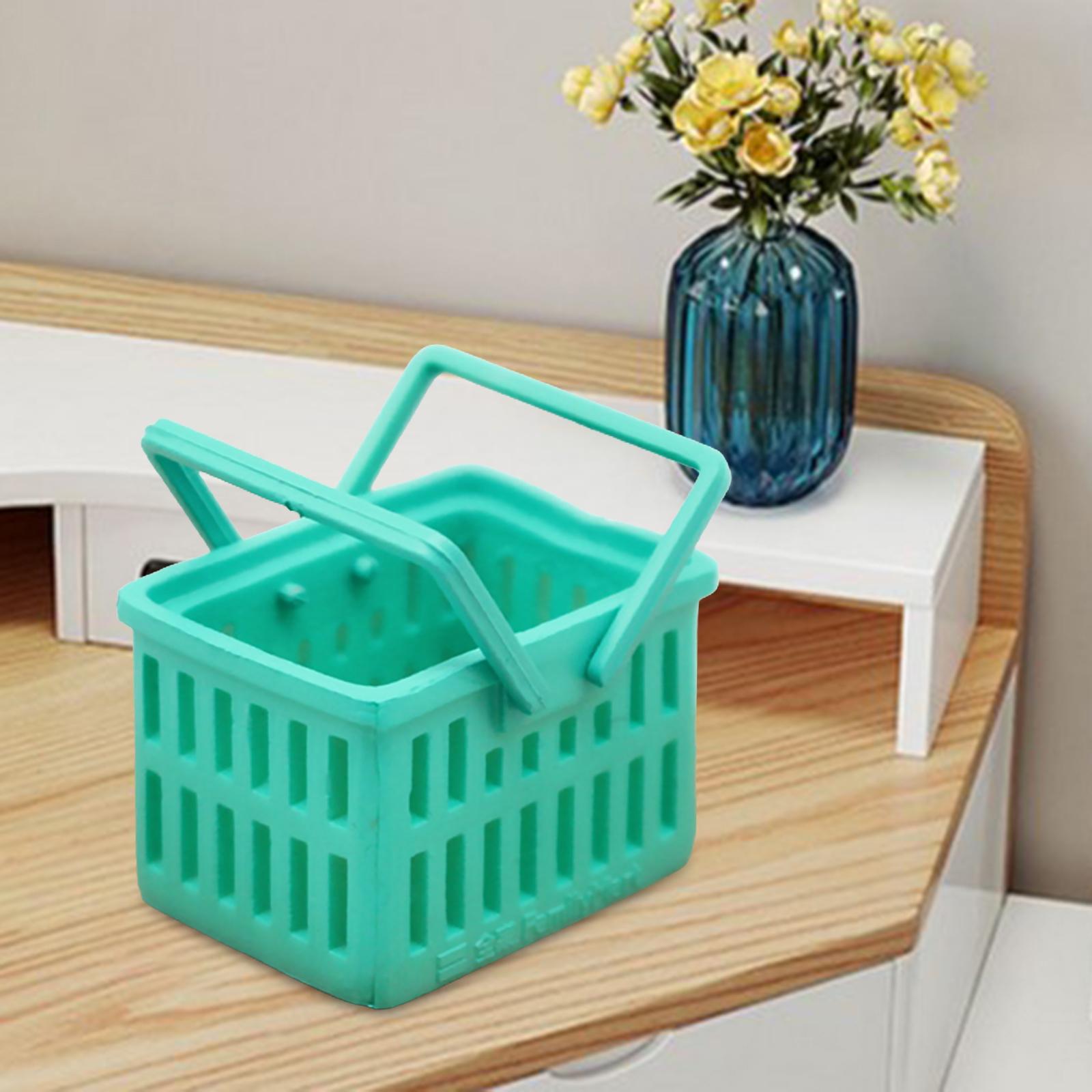 Dollhouse Miniature Shopping Baskets Mini Supermarket Basket Model for Green