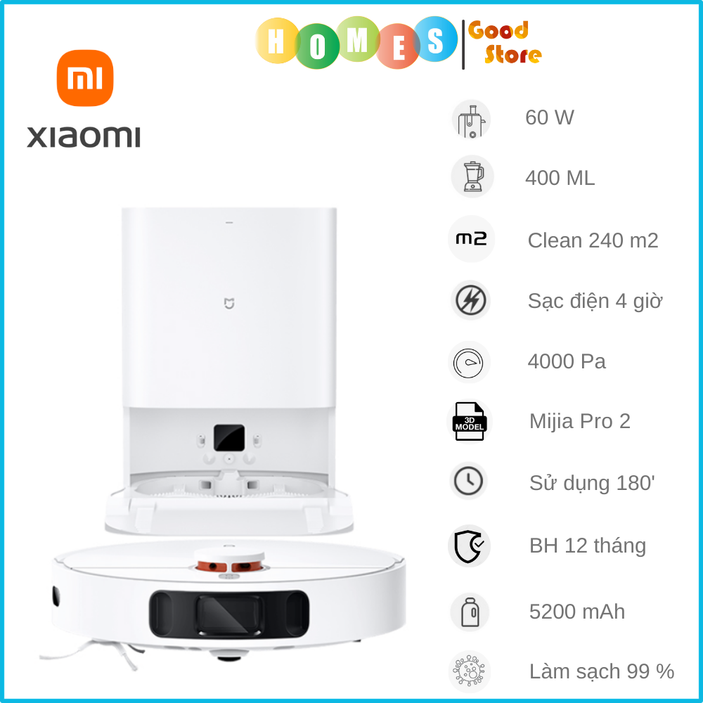 Robot Bút Bụi Lau Nhà Xiaomi Mijia 3C - 2023 Công Nghệ Cảm Biến Thông Minh Lực Hút 4000 Pa - Hàng Nhập Khẩu