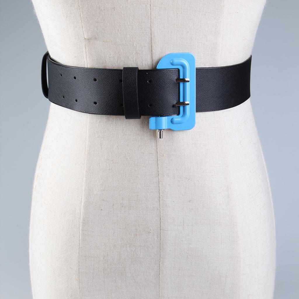 Womens Girls PU Leather Skinny Buckle Thin Elastic Stretch Waist Belt Waistband