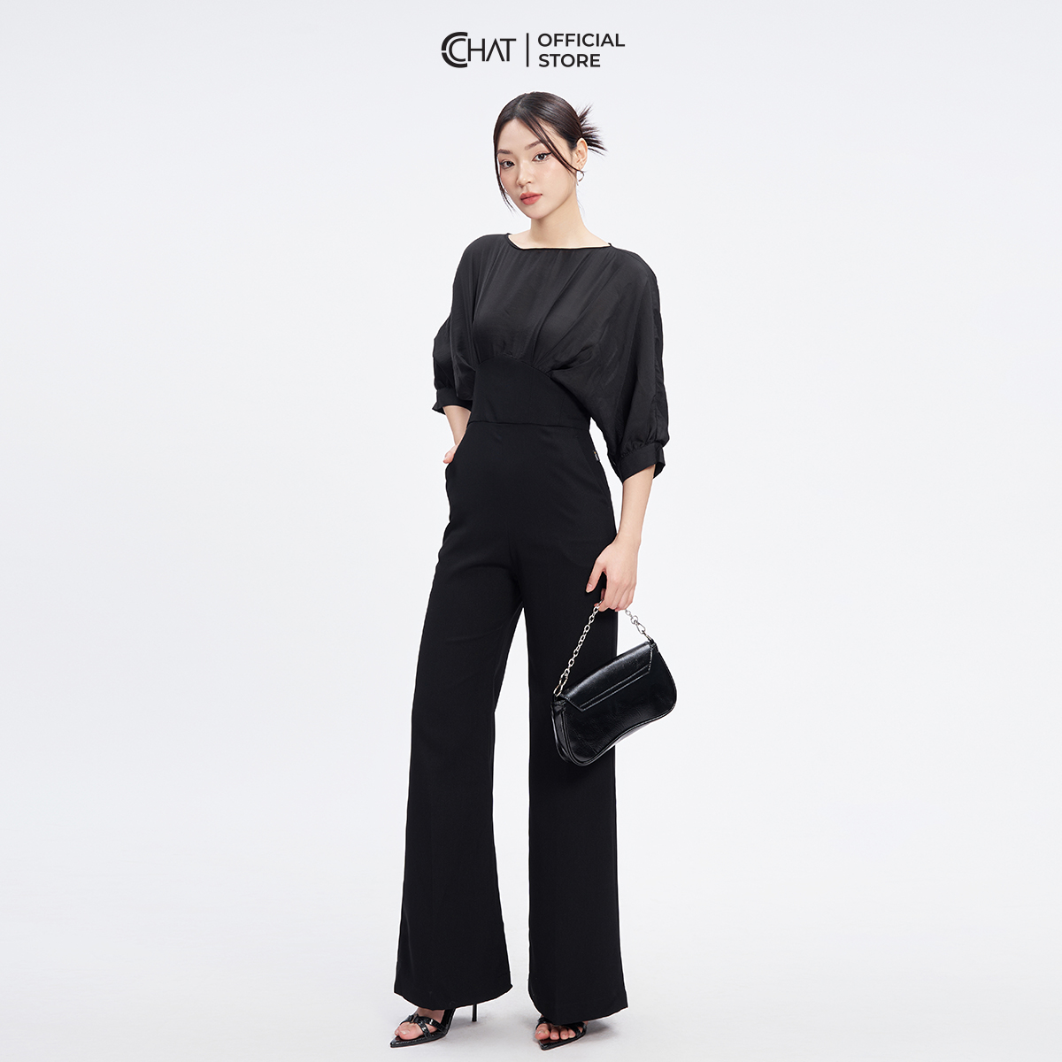 Jumpsuit Nữ  Kiểu Phối Ly Thân Trước Chất Tuytsi Cao Cấp Mềm Mịn 53JDS8002ST