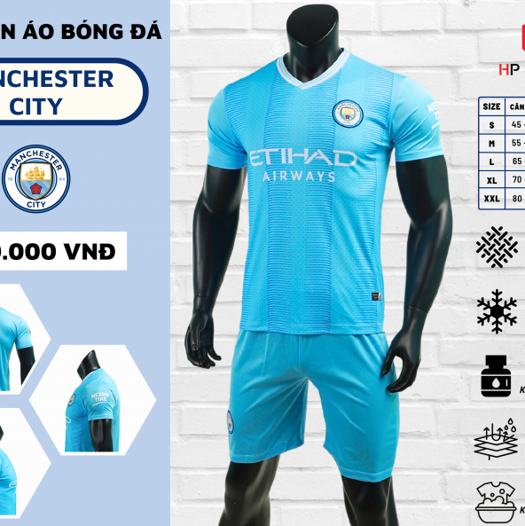 Quần áo Bóng đá CLB Man City Sân Nhà - Mẫu mới 23/24