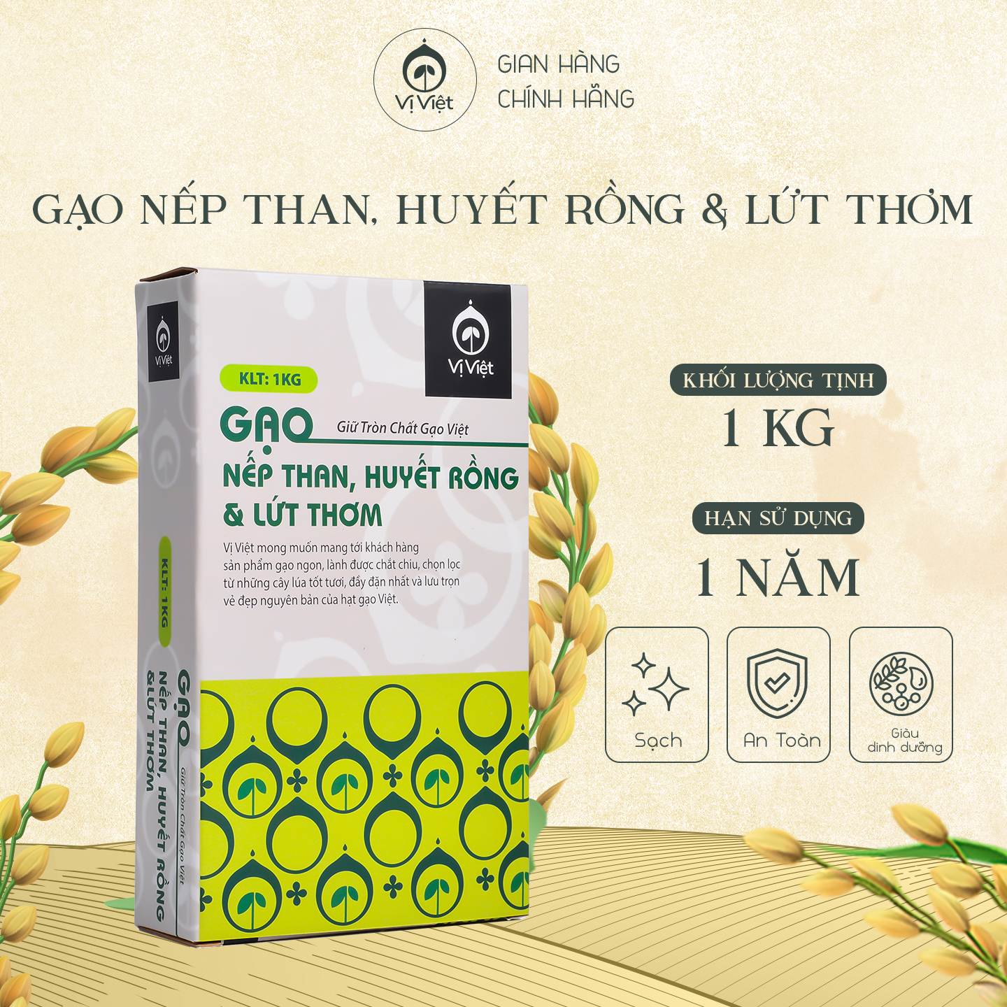 Gạo Lứt Trộn Tam Sắc VỊ VIỆT cao cấp, Gói 1 kg, Hỗ trợ giảm cân, Dễ nấu hạt cơm mềm thơm, Tốt cho sức khỏe