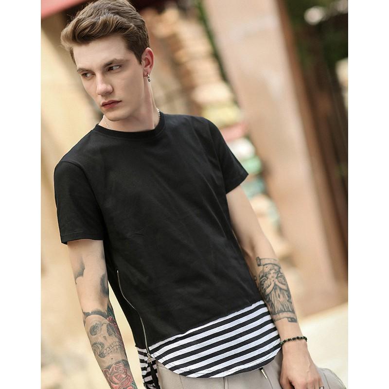 Áo thun Zip eo Sọc Ngang USA Unisex Nam Nữ TNS01-3