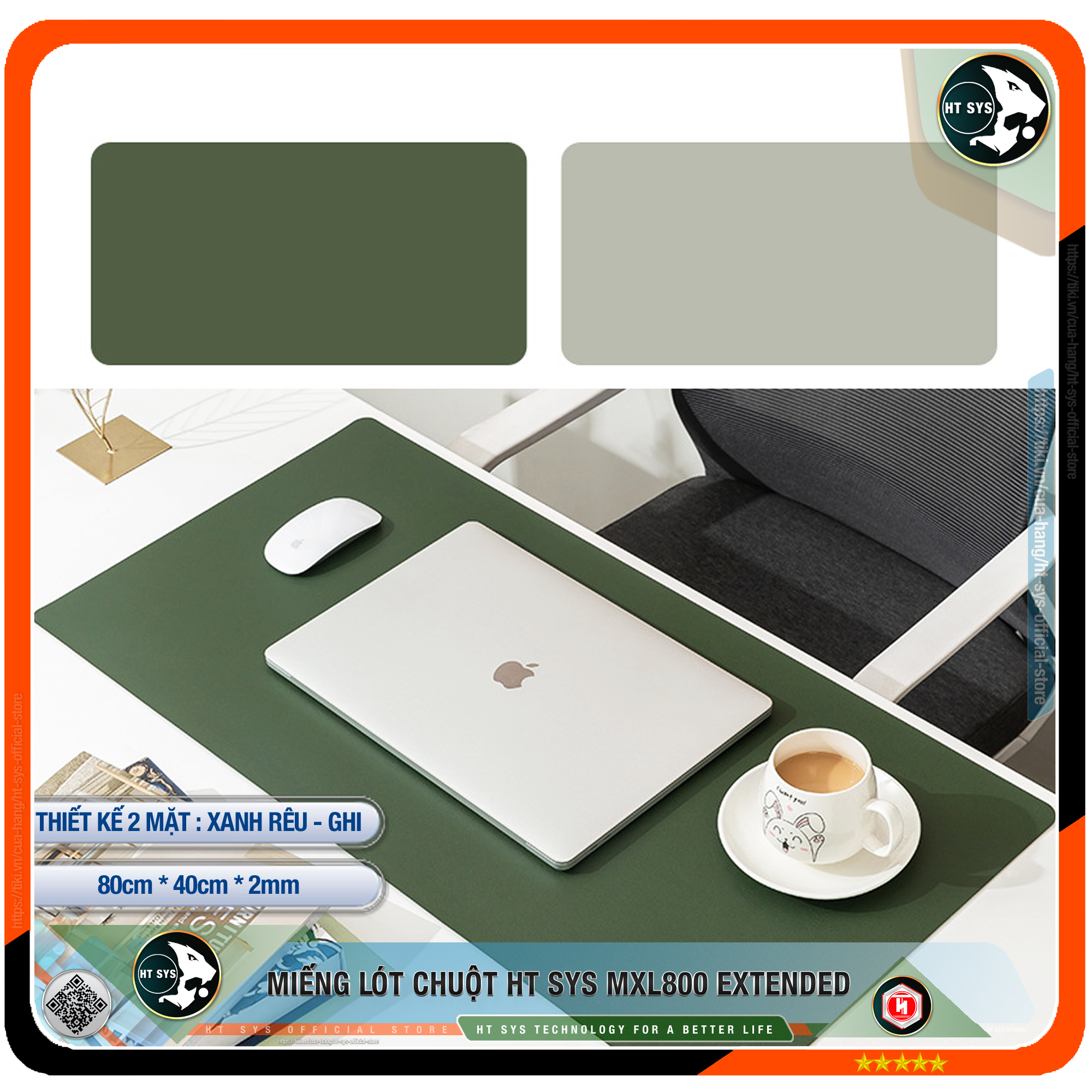 Miếng Lót Chuột HT SYS Desk Pad 80x40 - Hàng Chính Hãng