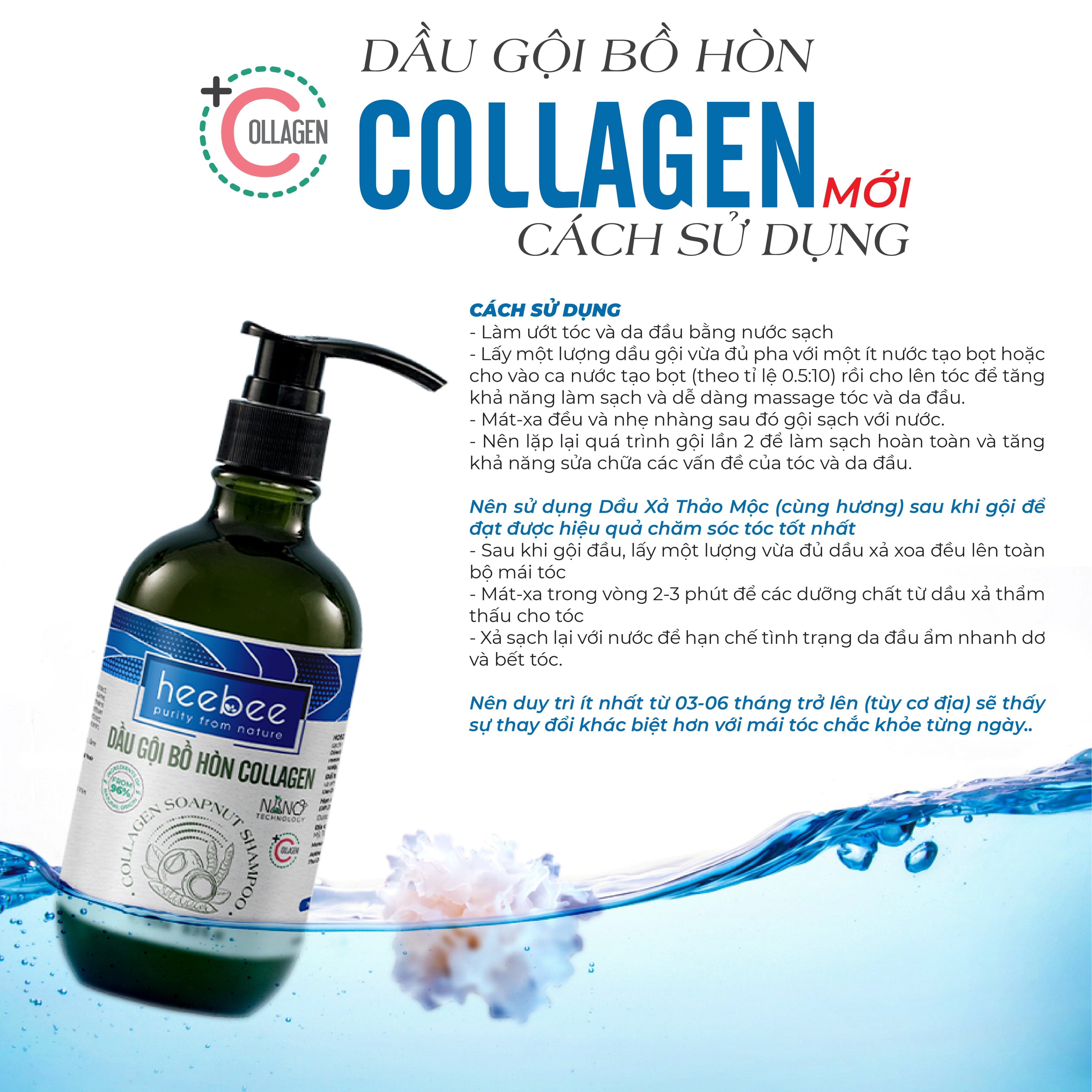 Dầu gội Bồ Hòn Collagen phục hồi tóc hư tổn, ngăn gàu, giảm ngứa - Soapnut Shampoo - Hương Thảo Nguyên 300ml 