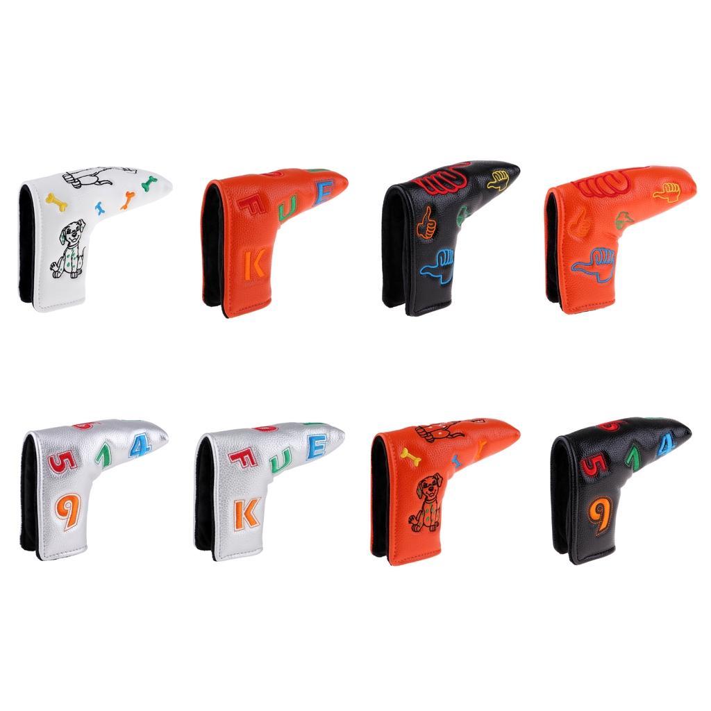 Waterproof PU Leather Golf Blade Putter Head Cover Protector White Dog