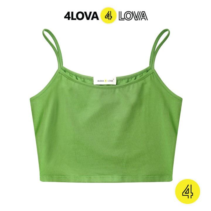 Áo croptop hai dây dáng ôm 4LOVA chất cotton mềm mại nhiều màu sắc trẻ trung (không đệm)