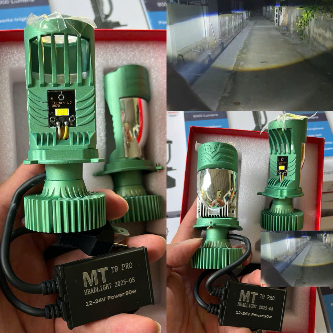 Đèn Pha LED Bi Cầu T9 Pro 90W Siêu Khủng Lắp Xe Máy Ô Tô Cắt Sáng Cực Gắt – Không Gây Chói