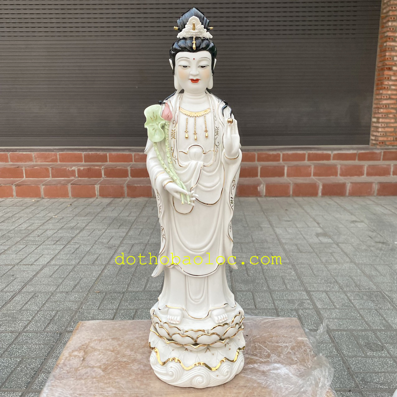 Tượng Tam Thế Phật bằng sứ trắng Đức Hóa cao 50cm