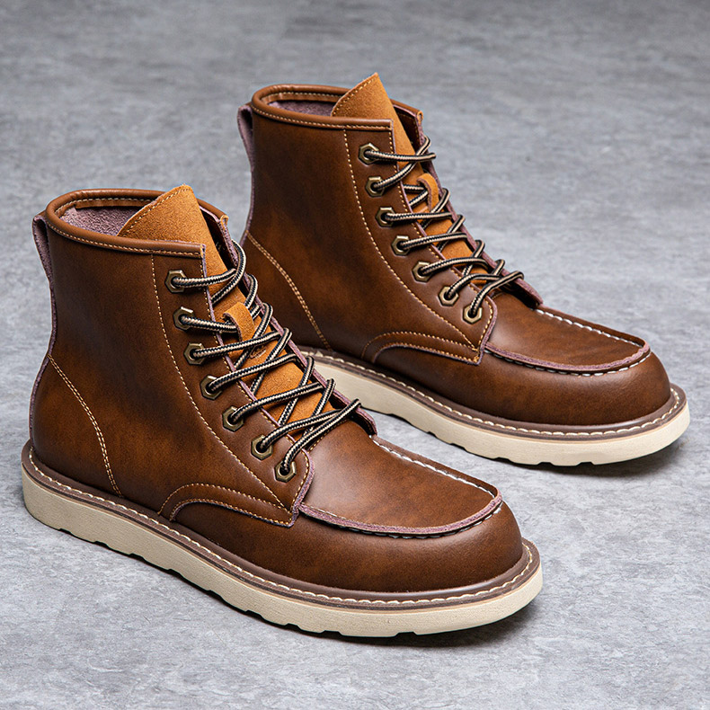 Giày boot  da bò, giày đốc cổ cao big size cỡ lớn cho nam chân to - BT168