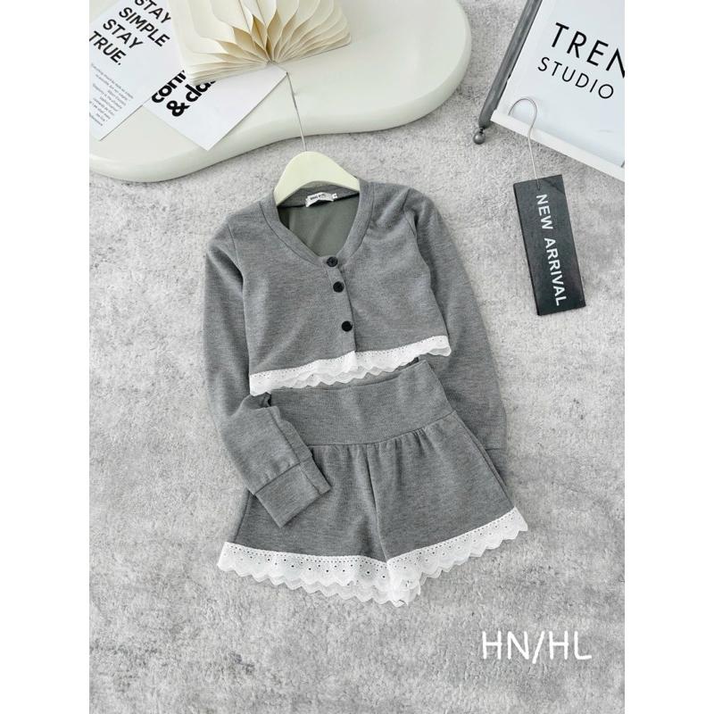 SET ÁO CRT GHI XÁM MIX QUẦN SHORT VIỀN REN CC LAYLADANG DESIGN BY JOLIE