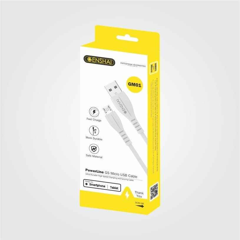 Cáp sạc Micro hàng chính hãng GENSHAI GM01 | Bảo hành 12 tháng 1 đổi 1 | Made in Việt Nam