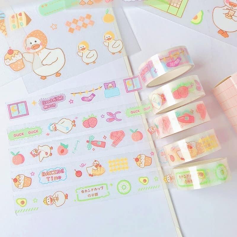 Hộp Washi sticker siêu cute - Washi Tape dễ thương trang trí sổ, vở, quà tặng - Băng dính họa tiết hoạt hình