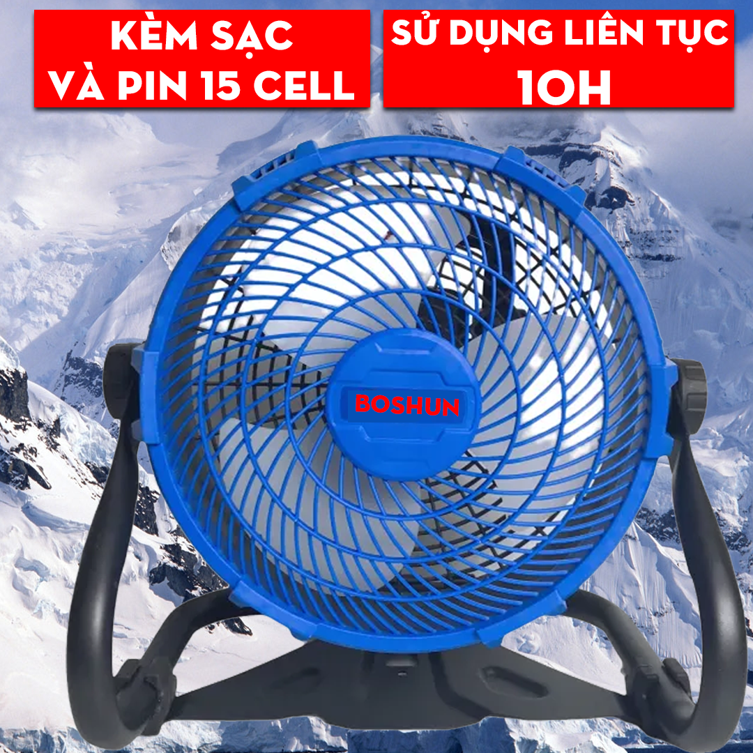 Quạt Tích Điện Dùng Pin Siêu Khỏe Sử Dụng Liên Tục 12h , Thiết Kế An Toàn, Tặng Kèm Pin Và Sạc, Chân Pin Phổ Thông 4cm, Tiện lợi khi mất điện hoặc mang đi du lịch