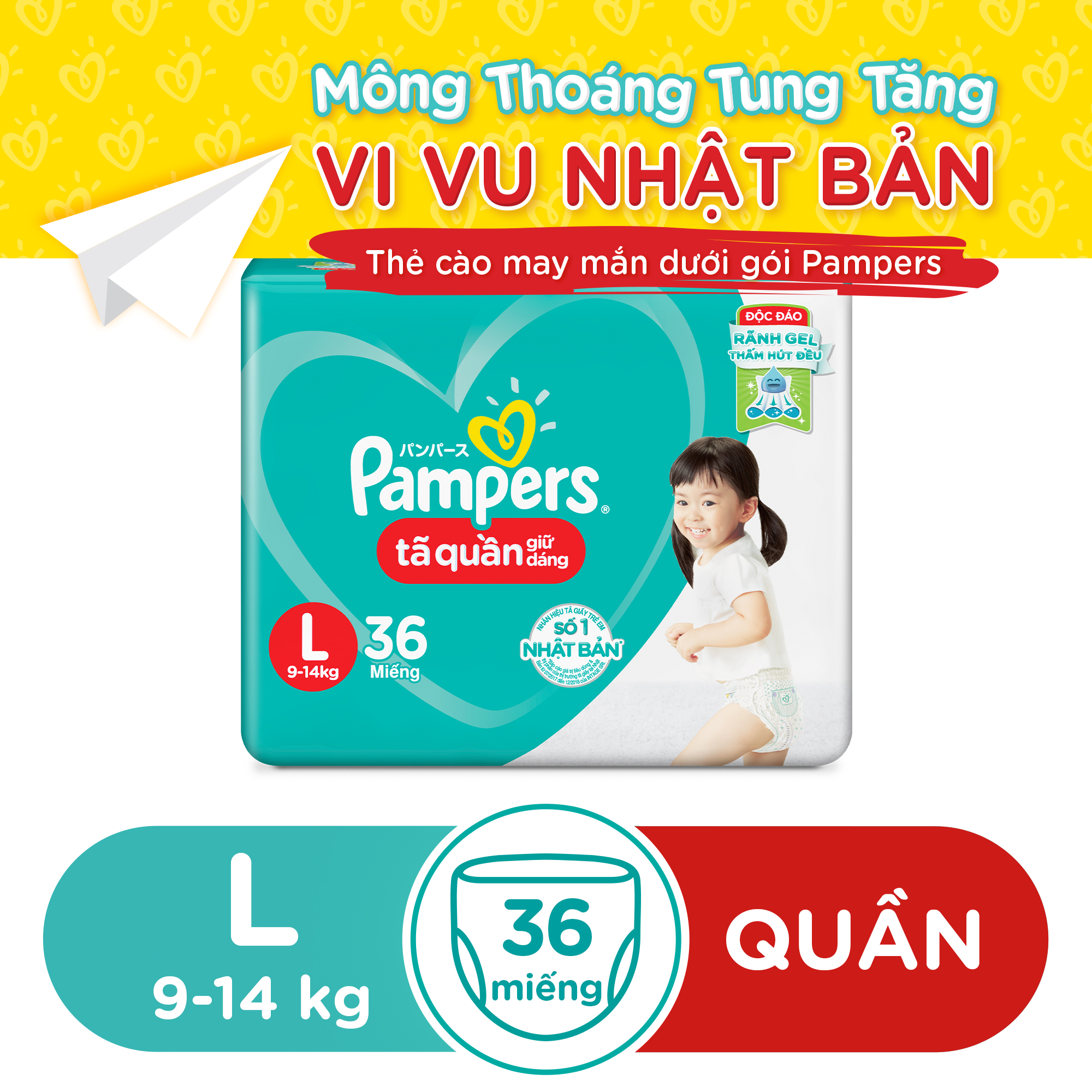 TÃ QUẦN PAMPERS L36 (9-14KG)