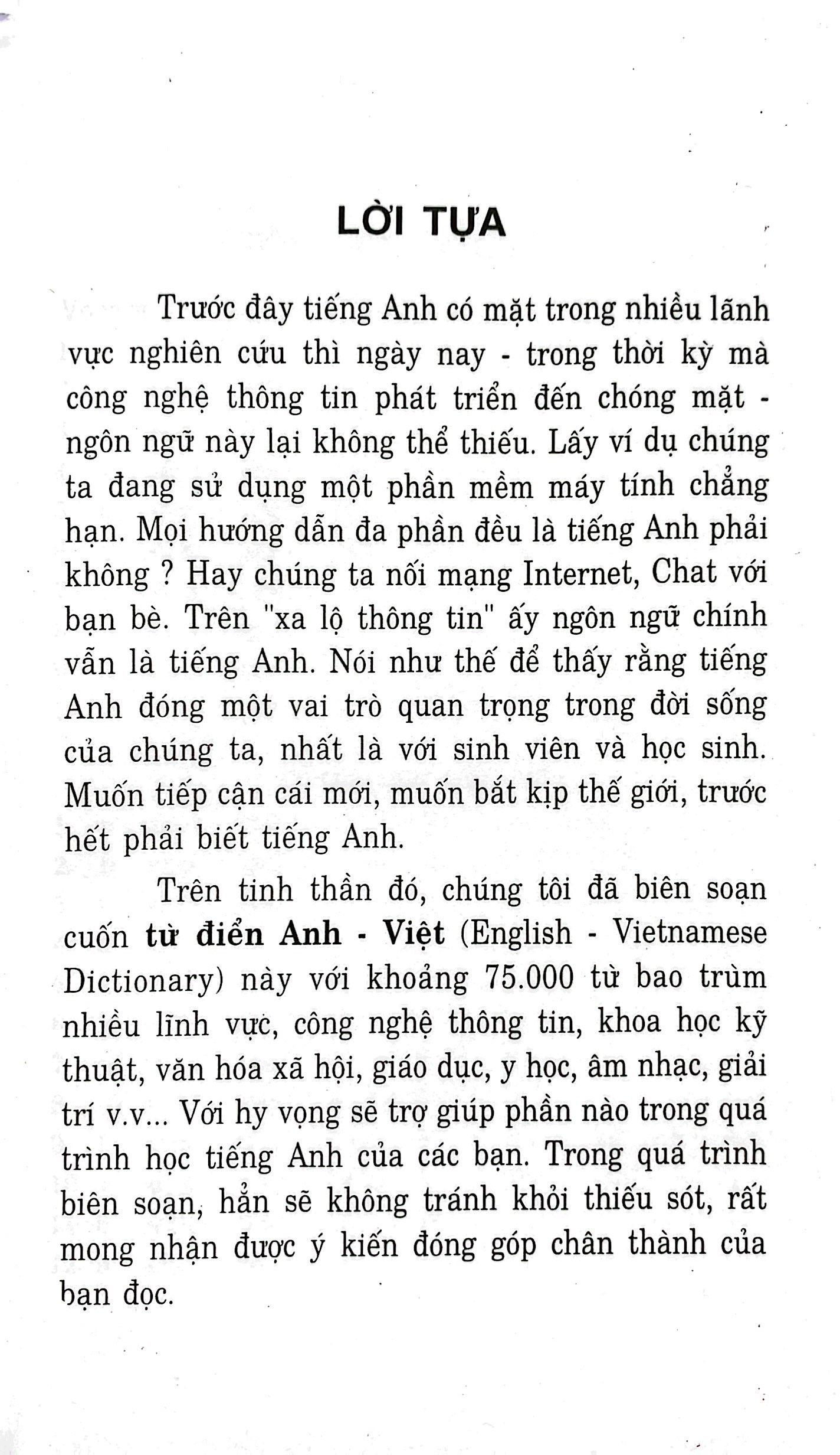 Từ Điển Anh-Việt 75.000 Từ (Tái Bản 2023)