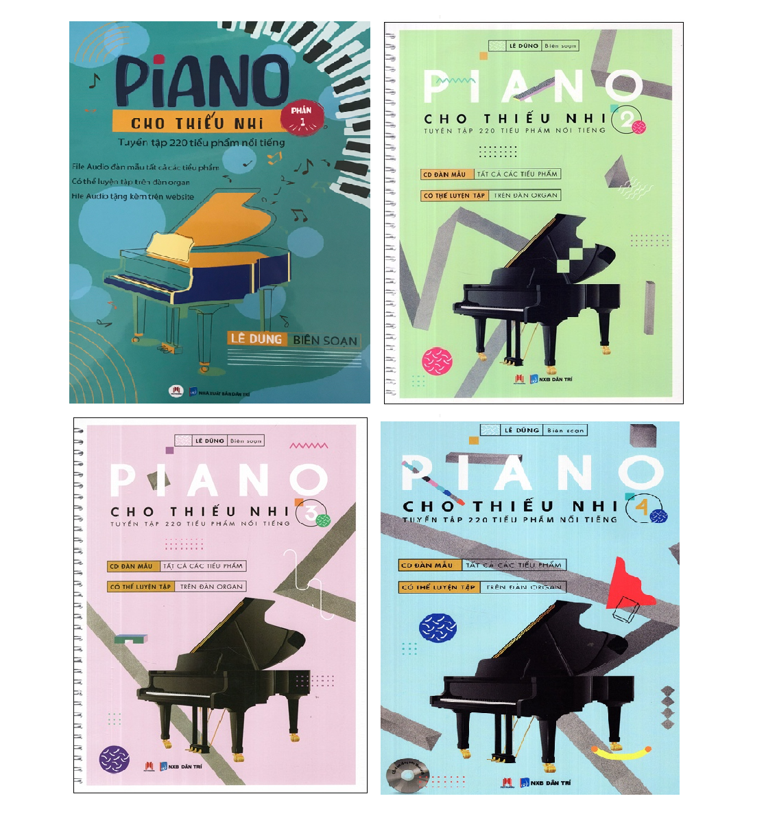 Combo Piano cho thiếu nhi tuyển tập 220 tiểu phẩm nổi tiếng Phần 1+2+3+4