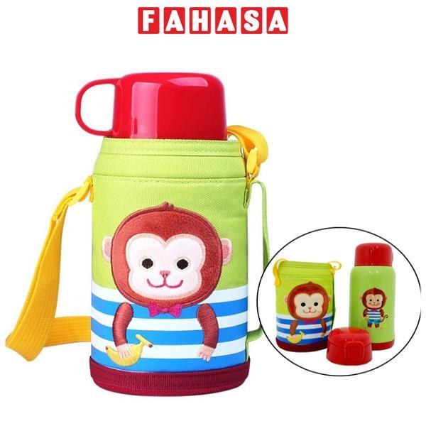 Bình Giữ Nhiệt Cartoon Kids Vacuum Bottle 550 ml - LocknLock LHC1435MKY - Monkey - Màu Xanh Lá