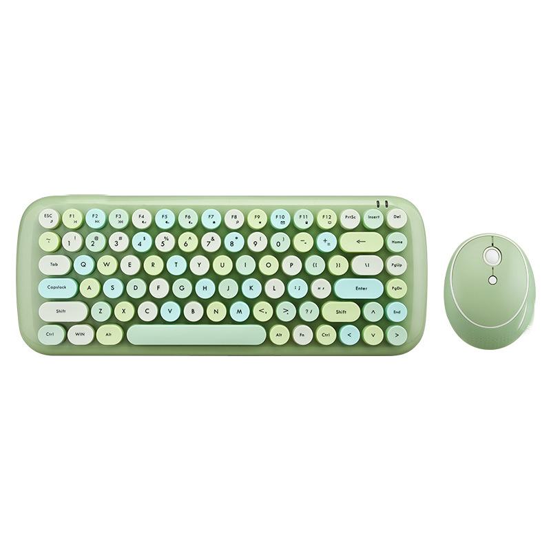 Bàn Phím Không Dây 2.4G Chuột Sản Phẩm Kẹo Màu Bé Gái Màu Hồng Roud Keycap Bàn Phím Cho Máy Tính Xách Tay Máy Tính Bạn Gái Giftand Chuột