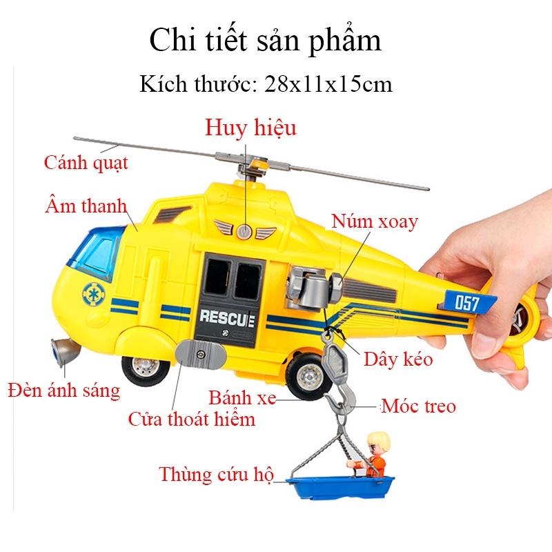 Đồ chơi trẻ em máy bay trực thăng cứu hộ vận tải cỡ lớn có nhạc và đèn- màu đỏ